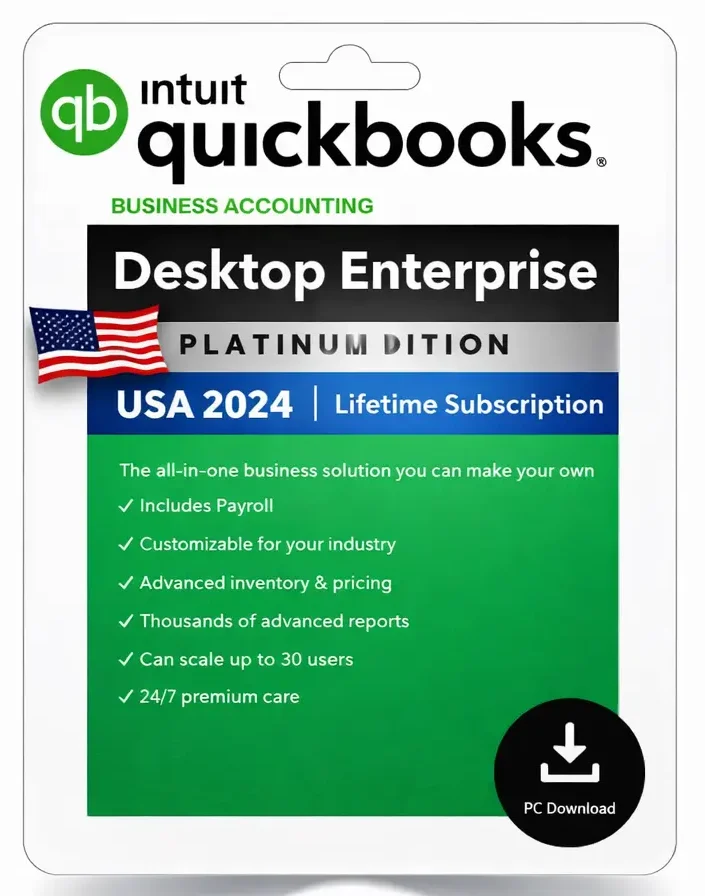 Intuit QuickBooks Desktop Enterprise 2024 | 5-User License | One-Time Purchase