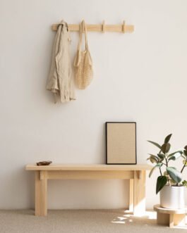 Large wall coat rack Figuera in solid wood 80 cm